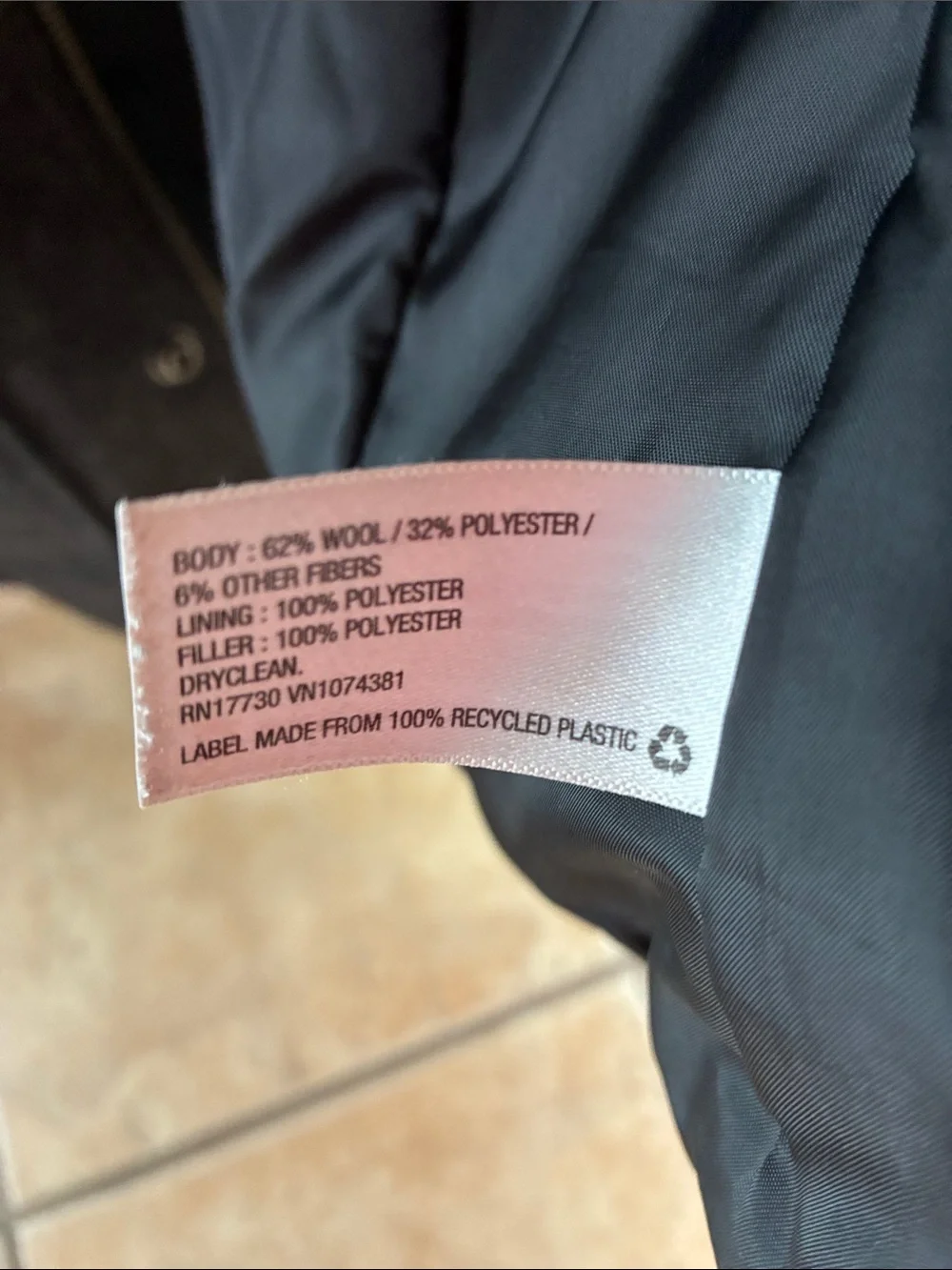 Merona Charcoal Military-Style Wool Blend Jacket